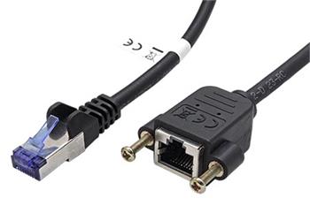 S/FTP patchkabel prodlužovací kat. 6a, RJ45 M-F, LSOH, 0,5m, černý