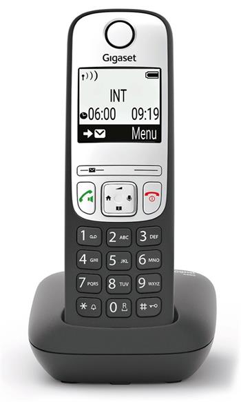 SIEMENS GIGASET A690 - DECT/GAP bezdrátový telefon, displej, handsfree, seznam 100 čísel, barva černá/ stříbrná