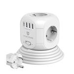 Síťový adaptér Viking AC Cube/Output:4xAC,3xUSB-A,1xUSB-C/Tlačítko ON/OFF/zásuvka typu E