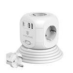 Síťový adaptér Viking AC Cube PD/Output:4xAC,2xUSB-A,1xUSB-C/Tlačítko ON/OFF/zásuvka typu F