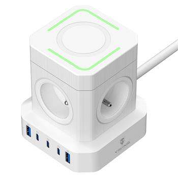 Síťový adaptér Viking ACT45W/Output: 4xAC, 2xUSB-A, 3xUSB-C/výkon až 4000W