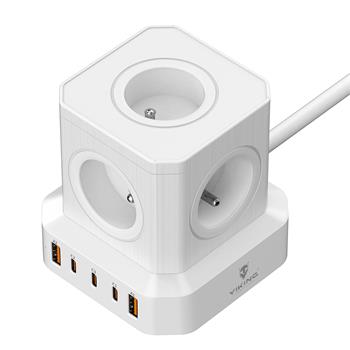 Síťový adaptér Viking ACT55/Output: 5xAC, 2xUSB-A, 3xUSB-C/výkon až 4000W