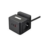 Síťový adaptér VIKING YC23H, černá/Output:2xAC,1xUSB-A,2xUSB-C/držák na mobil/LED světlo/1,4m kabel