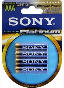 SONY Alkalické baterie AM4PTB4D, 4ks LR03/AAA, Stamina Platinum