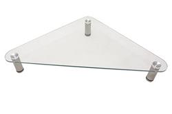 Stolek pod monitor, skleněný, trojúhelník