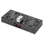 Stropní ventilační jednotka pro závěsné rozvaděče, 2/2 ventilátory, termostat, černá