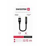 SWISSTEN AUDIO ADAPTÉR TEXTILE LIGHTNING /JACK(samice) 0,15 M ČERNÝ