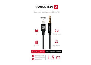 SWISSTEN AUDIO ADAPTÉR TEXTILE LIGHTNING (samec)/3,5 mm JACK(samec) 1,5 M ČERNÝ