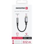 SWISSTEN AUDIO ADAPTÉR TEXTILE USB-C (samec) / 3,5mm AUX 0,15 M ČERNÝ (nahrazuje 73501301)