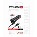 SWISSTEN CAR CHARGER MICRO USB AND USB 2,4A POWER