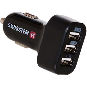 SWISSTEN CAR CHARGER WITH 3x USB 5,2A POWER