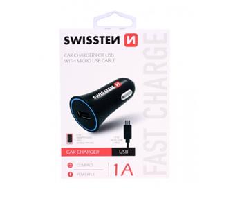 SWISSTEN CAR CHARGER WITH USB 1A POWER + CABLE MICRO USB