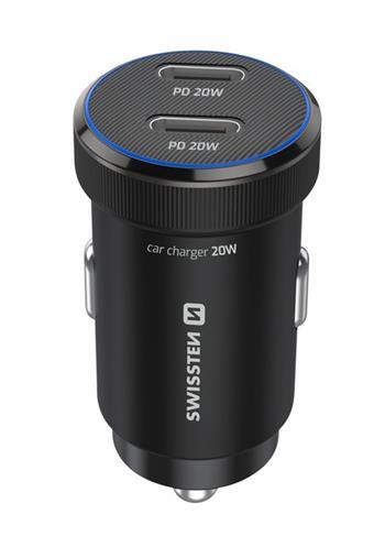 SWISSTEN CL ADAPTÉR 2x USB-C PD, 20W ČERNÝ