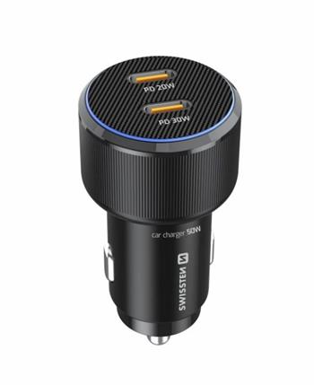 SWISSTEN CL ADAPTÉR 2x USB-C PD, 50W ČERNÝ