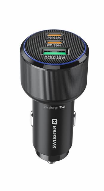 SWISSTEN CL ADAPTÉR 2x USB-C PD + USB-A, 95W ČERNÝ