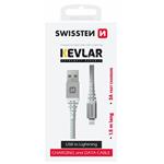 SWISSTEN DATOVÝ KABEL KEVLAR USB / LIGHTNING 1,5 M BÍLÝ