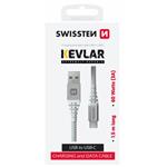 SWISSTEN DATOVÝ KABEL KEVLAR USB / USB-C 1,5 M BÍLÝ