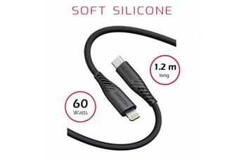 SWISSTEN DATOVÝ KABEL SOFT SILICONE USB-C / LIGHTNING 1,2 M 60W ČERNÝ