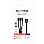 SWISSTEN DATOVÝ KABEL TEXTILE 3in1 MFi 1,2 M ČERNÝ