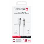 SWISSTEN DATOVÝ KABEL TEXTILE II USB-C / LIGHTNING 1,5 M BÍLÝ