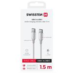 SWISSTEN DATOVÝ KABEL TEXTILE II USB-C / USB-C 1,5 M BÍLÝ