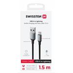 SWISSTEN DATOVÝ KABEL TEXTILE II USB / LIGHTNING 1,5 M ČERNÝ