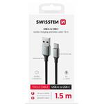 SWISSTEN DATOVÝ KABEL TEXTILE II USB / USB-C 1,5 M ČERNÝ