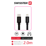 SWISSTEN DATOVÝ KABEL TEXTILE USB-C / LIGHTNING 2,0 M ČERNÝ