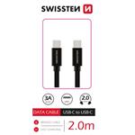 SWISSTEN DATOVÝ KABEL TEXTILE USB-C / USB-C 2,0 M ČERNÝ