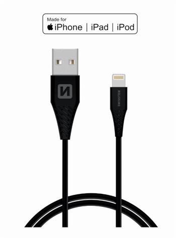 SWISSTEN DATOVÝ KABEL TPE USB / LIGHTNING MFi 1,2 M ČERNÝ