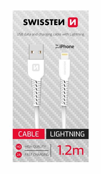 SWISSTEN DATOVÝ KABEL USB/LIGHTNING BÍLÝ 1,2M (SAMOPRODAVAČ)