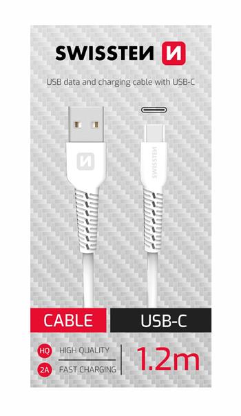 SWISSTEN DATOVÝ KABEL USB/USB-C BÍLÝ 1,2M (SAMOPRODAVAČ)