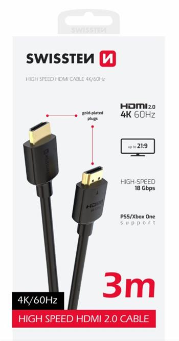 SWISSTEN KABEL HDMI NA HDMI 4K 60Hz 3,0 M PVC