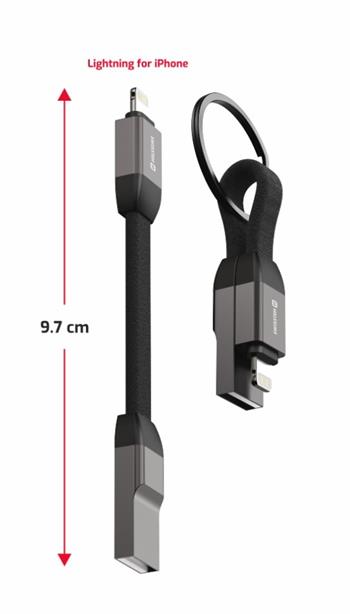 SWISSTEN MAGNETICKÝ KEYCHAIN KABEL USB-A / LIGHTNING 9,7 CM