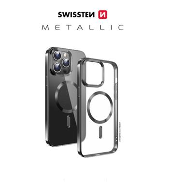 SWISSTEN POUZDRO CLEAR JELLY MagStick METALLIC PRO IPHONE 16 PRO MAX ČERNÉ