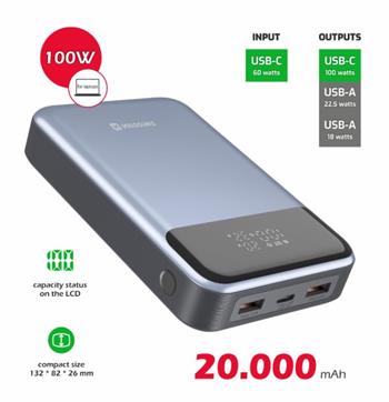 SWISSTEN POWER BANK 20000 mAh 100W POWER DELIVERY PRO NOTEBOOKY