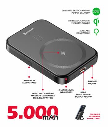 SWISSTEN POWER BANK PD 20W 5000 mAh (kompatibilní s MagSafe)