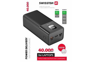 SWISSTEN POWER LINE POWER BANK 40000 mAh 100W POWER DELIVERY ČERNÝ