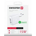 SWISSTEN SÍŤOVÝ ADAPTÉR 3x USB 3A 15W BÍLÝ