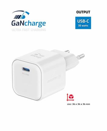 SWISSTEN SÍŤOVÝ ADAPTÉR GaN 1x USB-C 35W POWER DELIVERY BÍLÝ