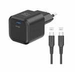 SWISSTEN SÍŤOVÝ ADAPTÉR GaN 1x USB-C 35W POWER DELIVERY ČERNÝ + DATOVÝ KABEL USB-C/USB-C 1,2 M ČERNÝ