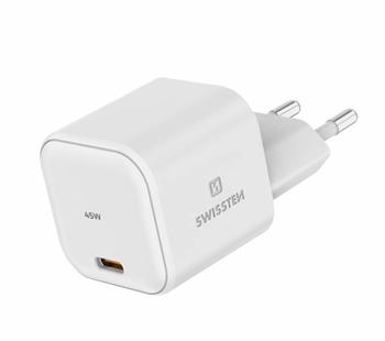 SWISSTEN SÍŤOVÝ ADAPTÉR GaN 1x USB-C 45W POWER DELIVERY BÍLÝ