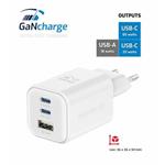 SWISSTEN SÍŤOVÝ ADAPTÉR GaN 2x USB-C 65W PD + 1x USB-A 18W QC BÍLÝ