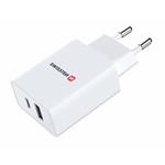 SWISSTEN SÍŤOVÝ ADAPTÉR POWER DELIVERY 30W 1x USB-C + 1x USB BÍLÝ