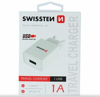 SWISSTEN SÍŤOVÝ ADAPTÉR SMART IC 1x USB 1A POWER BÍLÝ