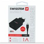 SWISSTEN SÍŤOVÝ ADAPTÉR SMART IC 1x USB 1A POWER + DATOVÝ KABEL USB / LIGHTNING 1,2 M ČERNÝ