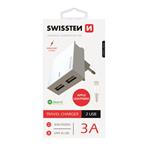 SWISSTEN SÍŤOVÝ ADAPTÉR SMART IC, CE 2x USB 3 A POWER BÍLÝ + DATOVÝ KABEL SWISSTEN USB / LIGHTNING 1,2 M BÍLÝ