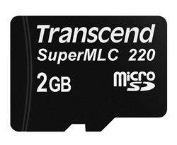 Transcend 2GB microSD220I UHS-I U1 (SuperMLC) průmyslová paměťová karta, 80MB/s R, 45MB/s W, černá