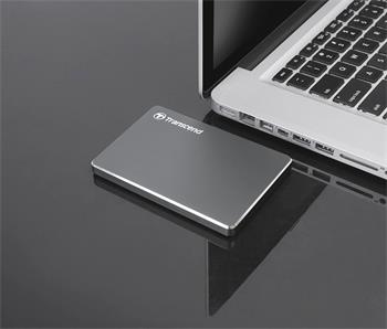 TRANSCEND 2TB StoreJet 25C3N, 2.5", USB 3.0 (3.1 Gen 1) Stylový externí hard disk, ultra-tenký, ocelově šedý