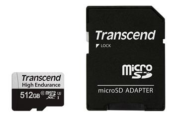 Transcend 512GB microSDXC 350V UHS-I U1 (Class 10) High Endurance paměťová karta, 95MB/s R, 45MB/s W